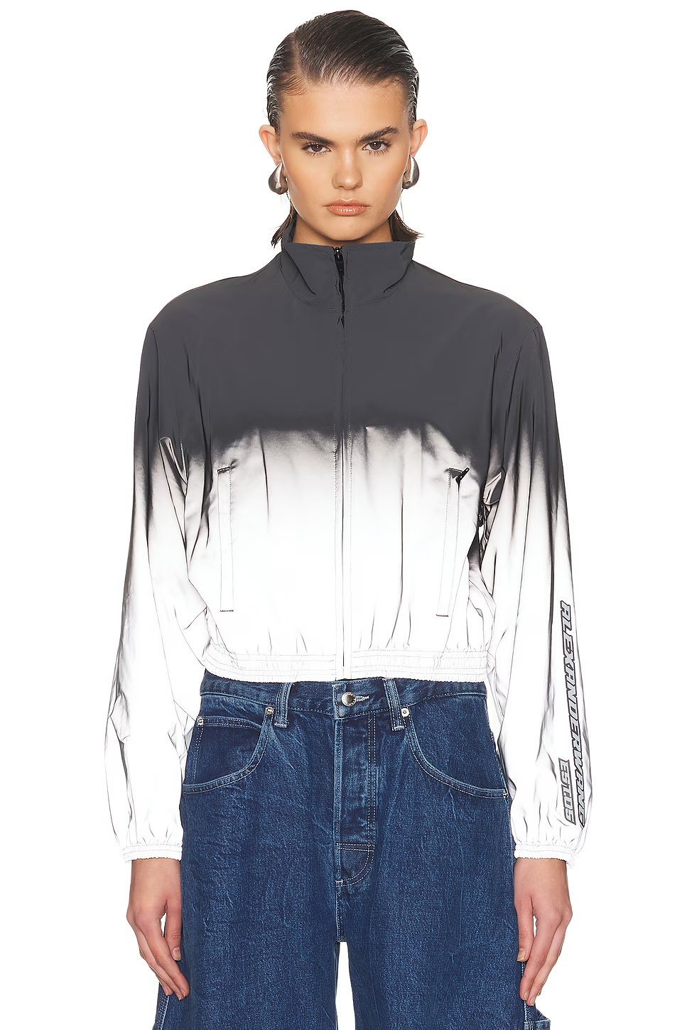 Reflective Shrunken Track Jacket Silver & Black
