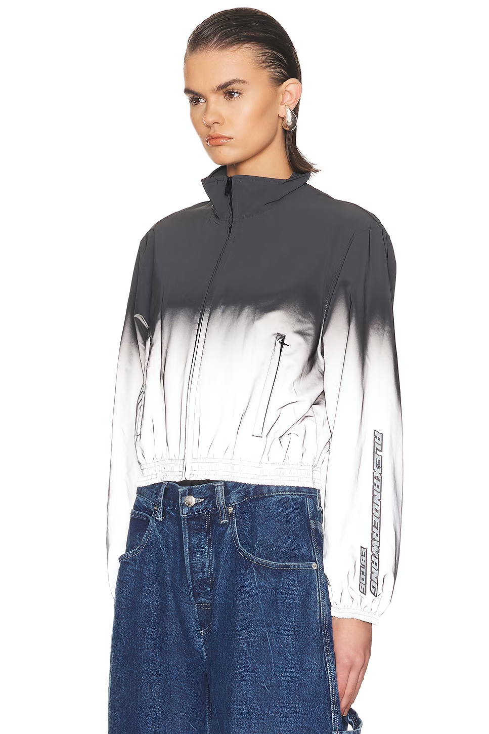 Reflective Shrunken Track Jacket Silver & Black