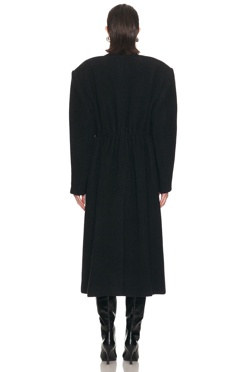 Collarless Elasticated Waist Coat Black & Charcoal
