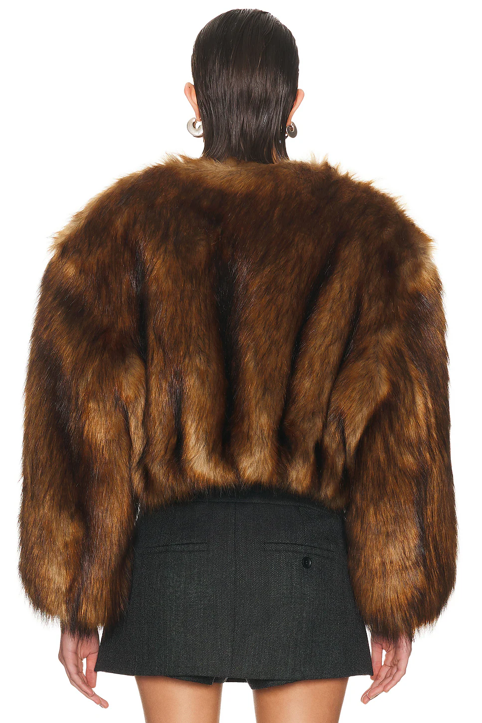 Faux Fur Cropped Jacket Chesnut