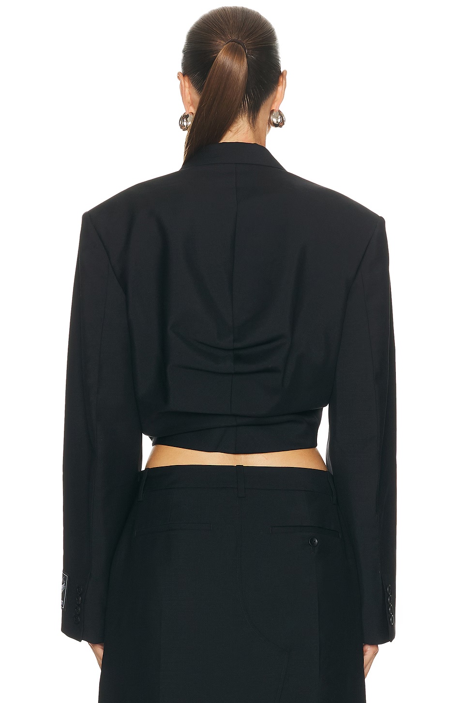 Cropped Drape Back Blazer Black
