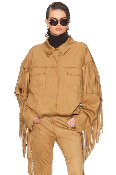 Fringe Oversized Jacket Camel