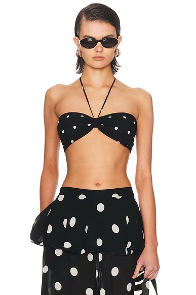 Polka Dot Bandeau Top Black