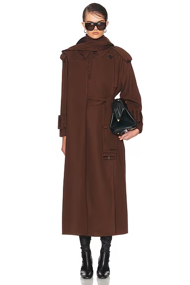 Hooded Scarf Trench Coat Chocolate