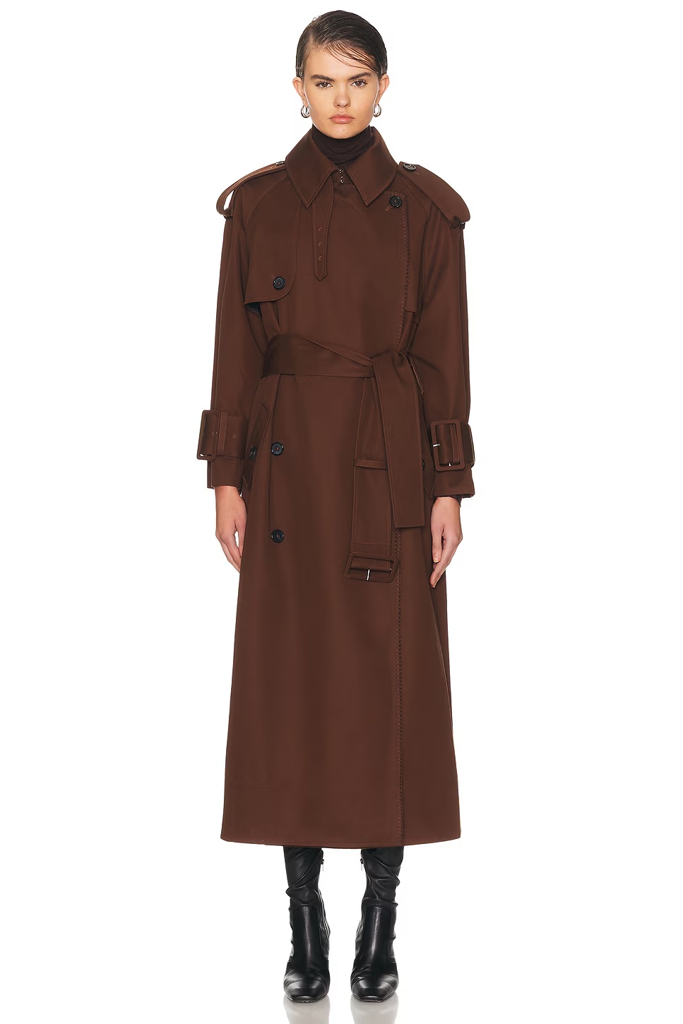 Hooded Scarf Trench Coat Chocolate