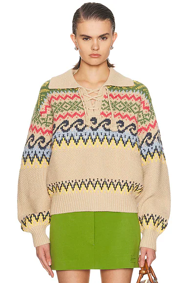 Pullover Sweater Tan Multi