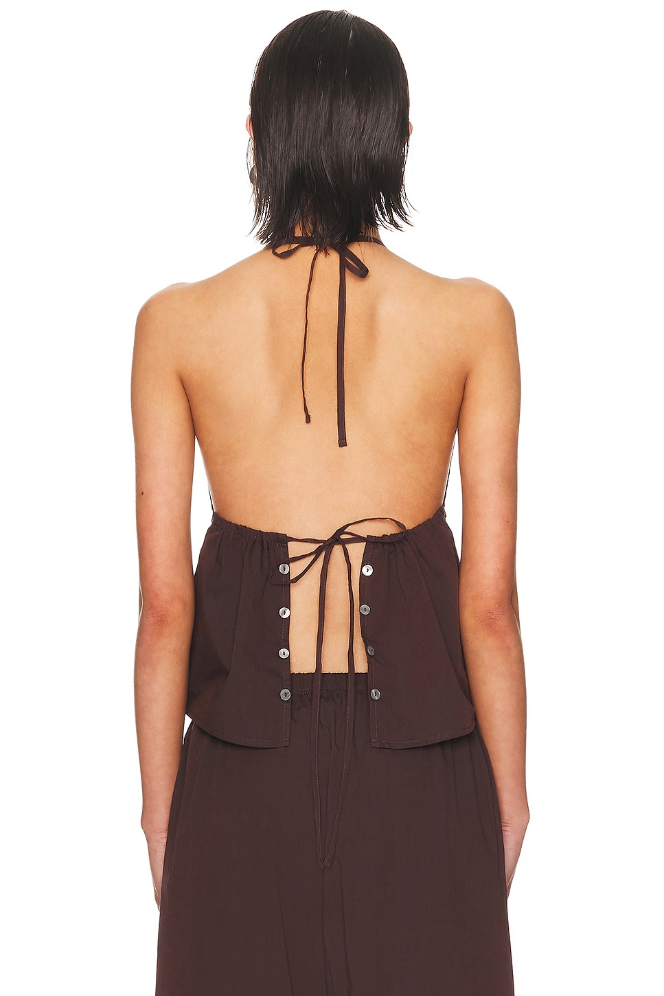 Button Halter Top Umber