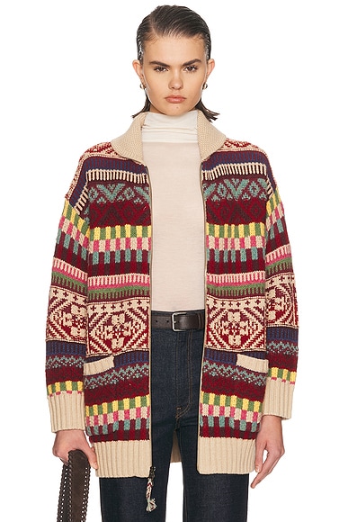 Cotton Wool Cardigan Brick Multi
