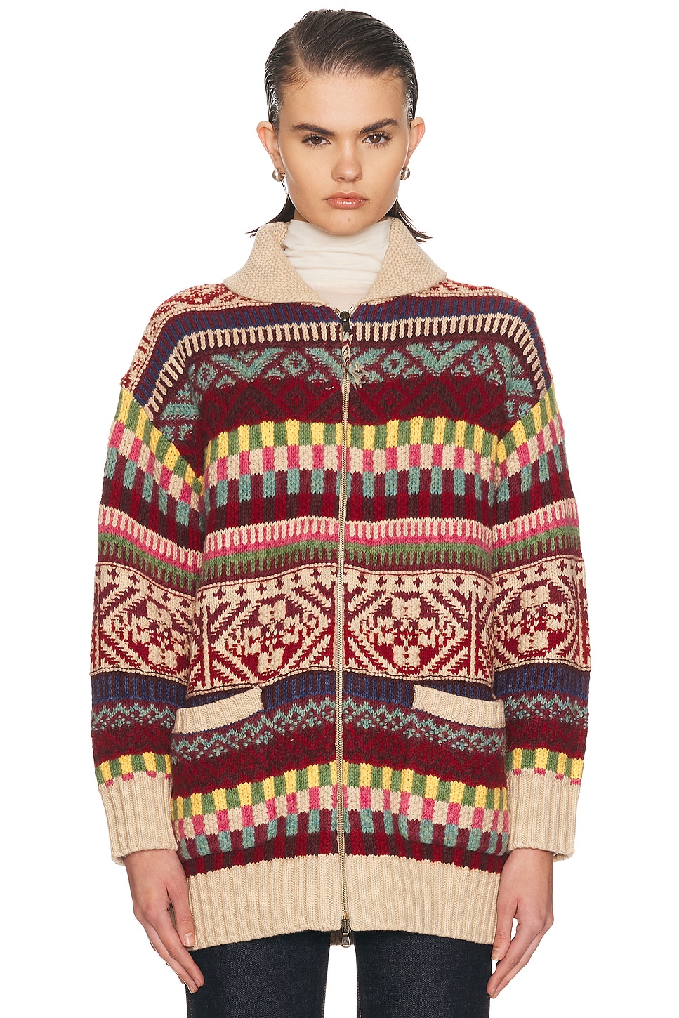 Cotton Wool Cardigan Brick Multi