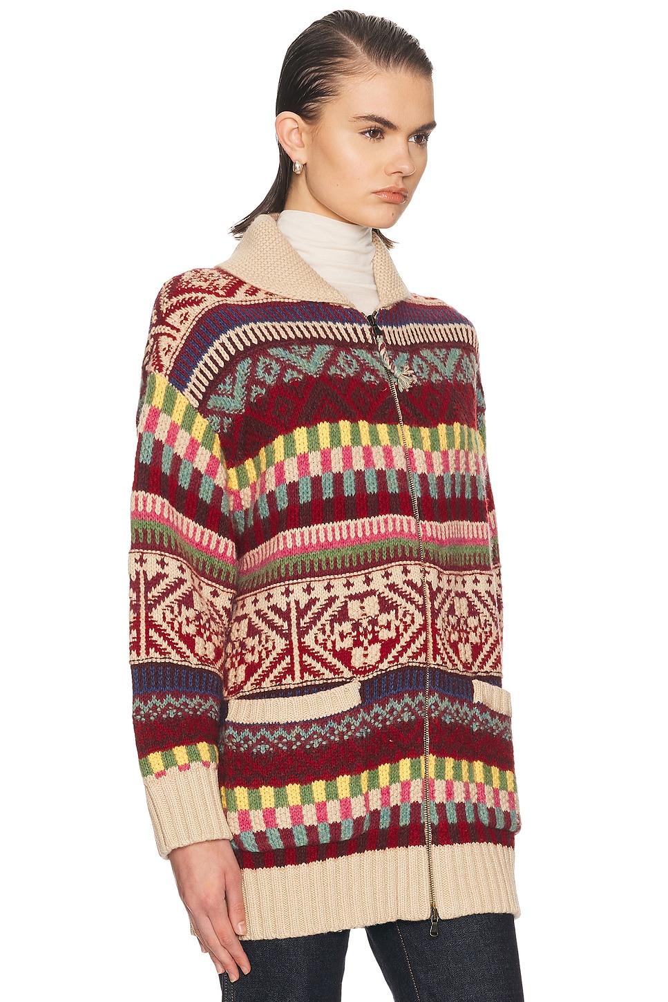 Cotton Wool Cardigan Brick Multi