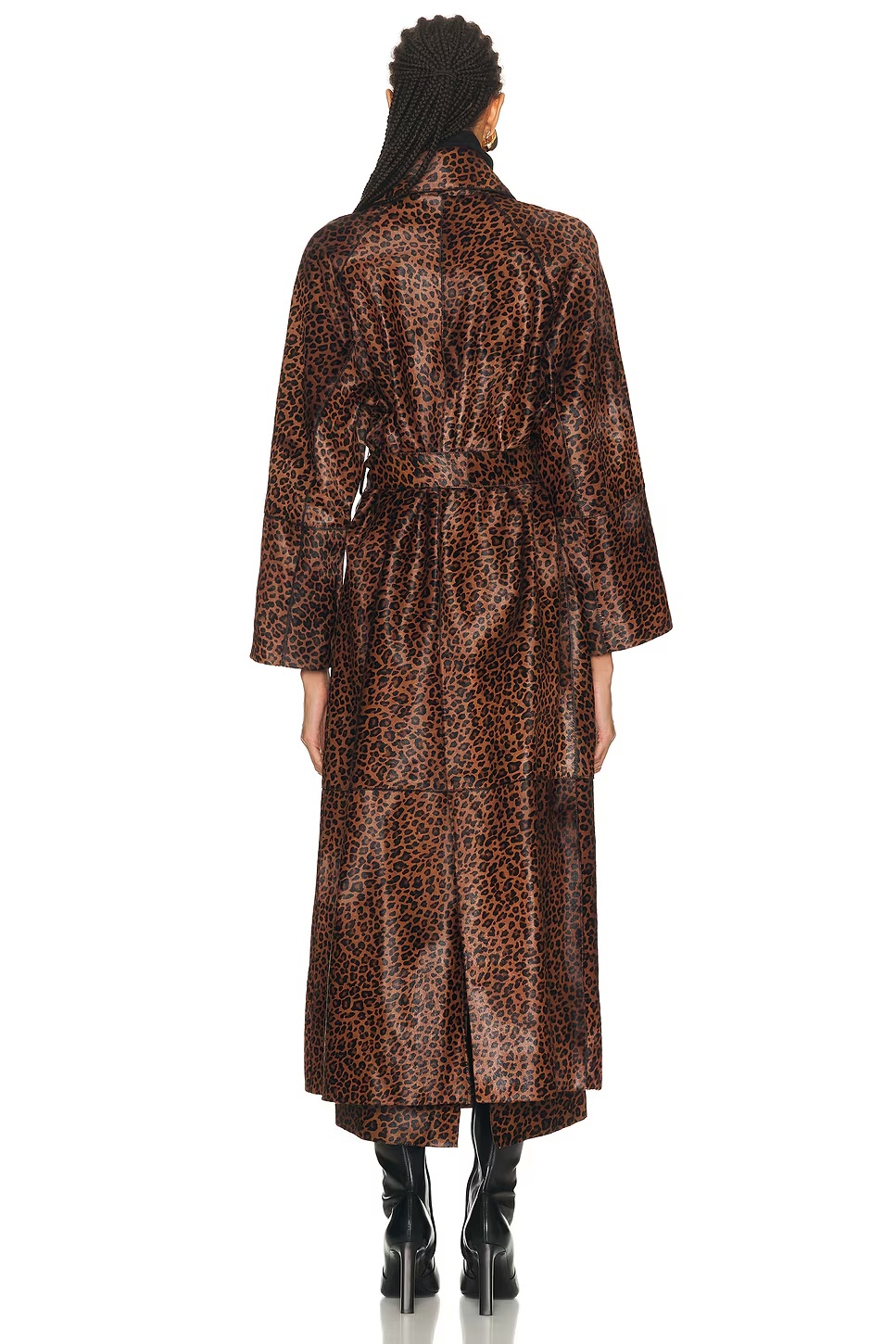 Althea Pony Hair Trench Coat Deep Leopard