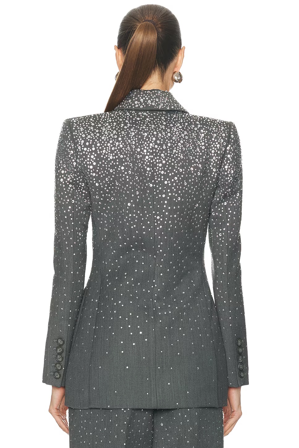 Crystal Embellished Fitted Blazer Slate Grey