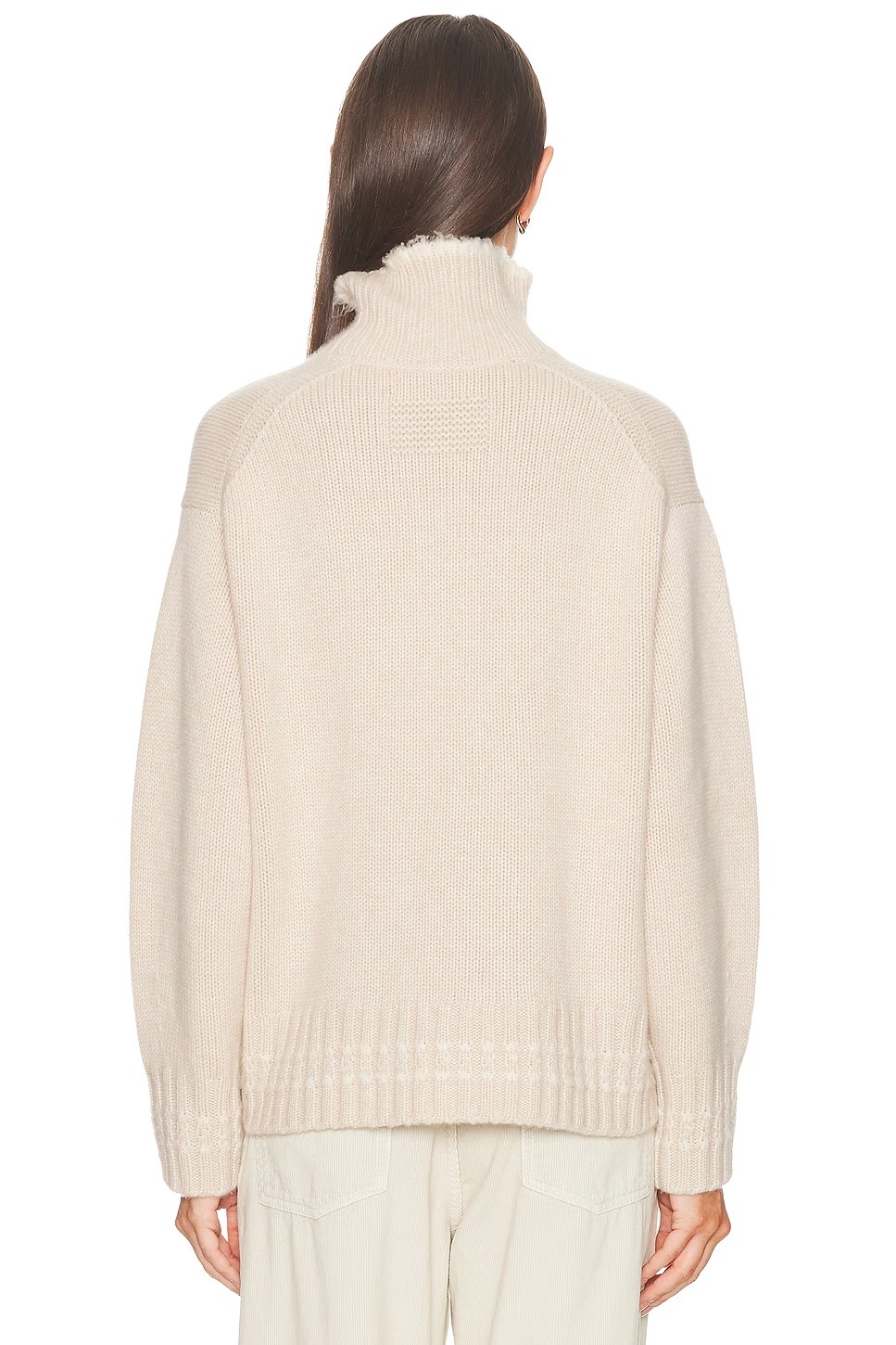 Tipped Cozy Turtleneck Sweater Sandstone & Cream