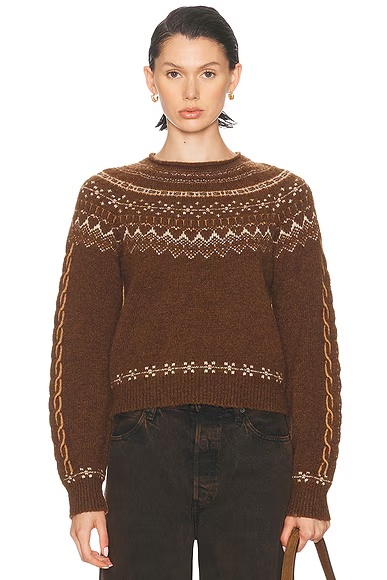 Cloud Chalet Crewneck Sweater Chestnut Combo