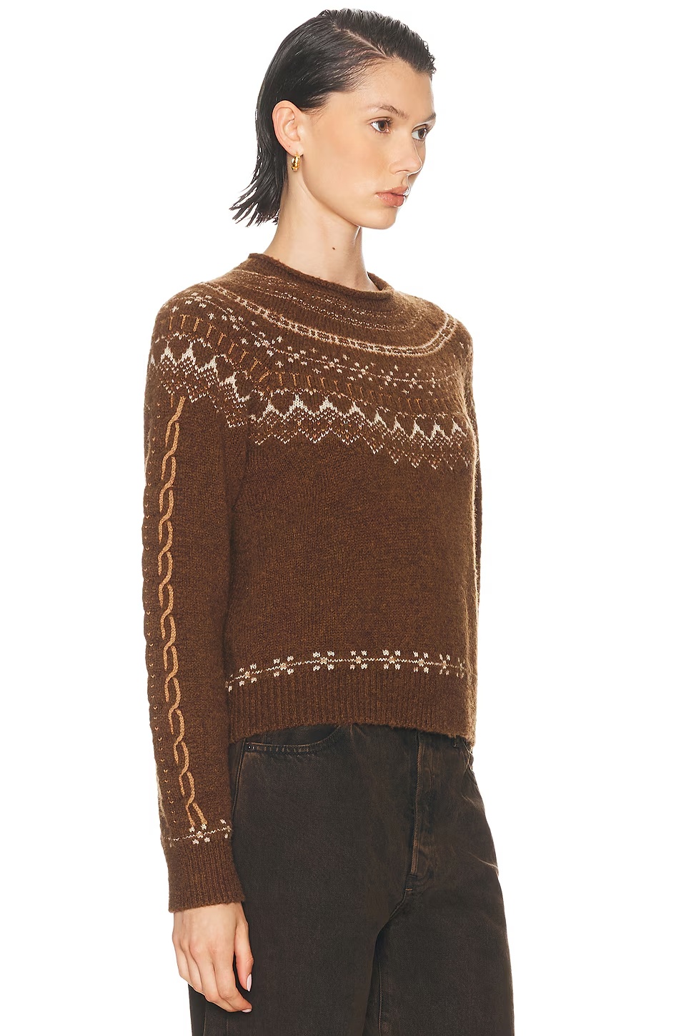 Cloud Chalet Crewneck Sweater Chestnut Combo