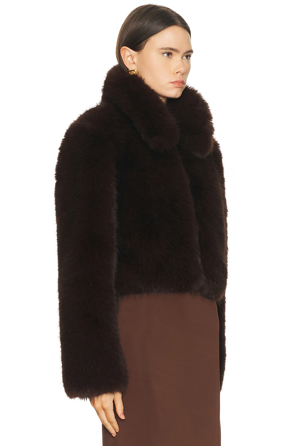 by Marianna Savoie Faux Fur Jacket Dark Brown