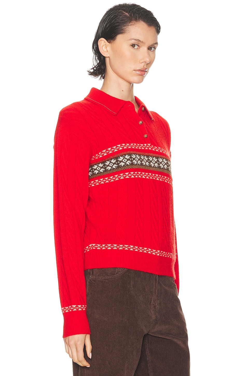 Cable Collegiate Polo Sweater Chili Combo
