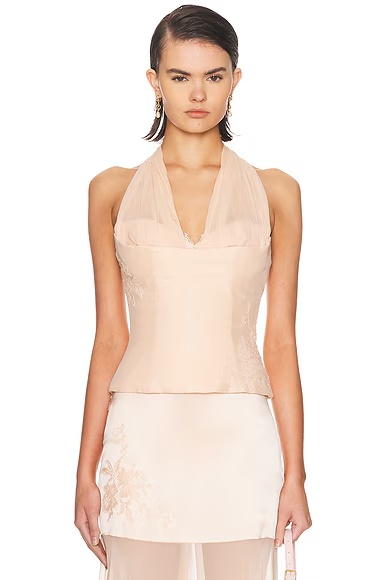 Matte Silk Chiffon Top Honey
