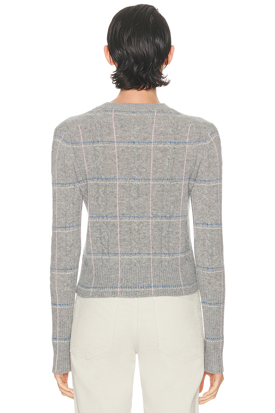 Shrunken Check Crewneck Sweater Heather Grey