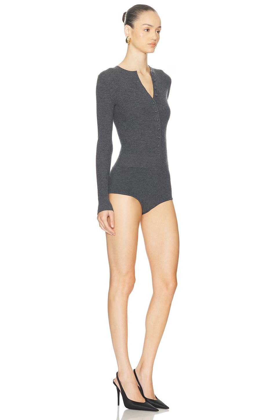Wool Knit Romper Grey