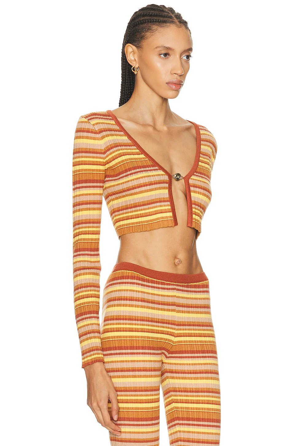 Ann Cardigan Toffee Rib Stripes