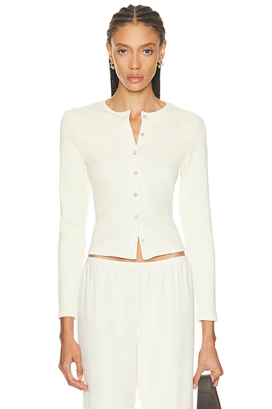 The Rib Cardigan Creme