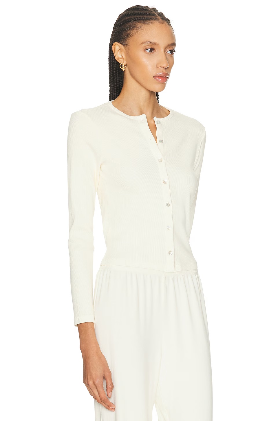The Rib Cardigan Creme