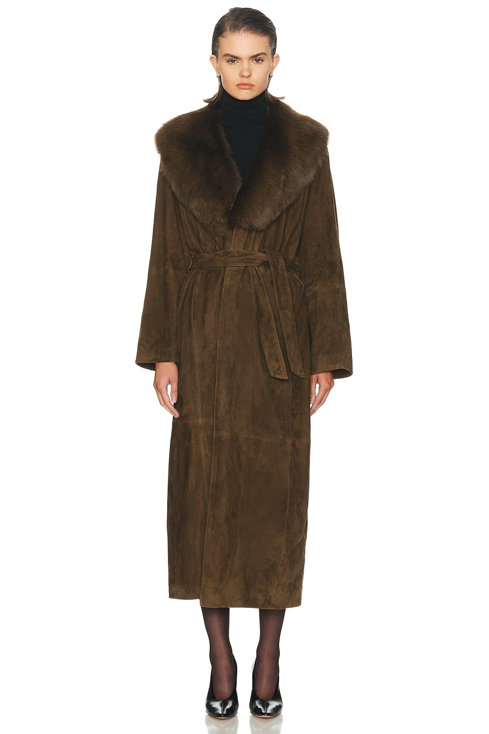 Briona Luxurious Suede Coat Deep Olive