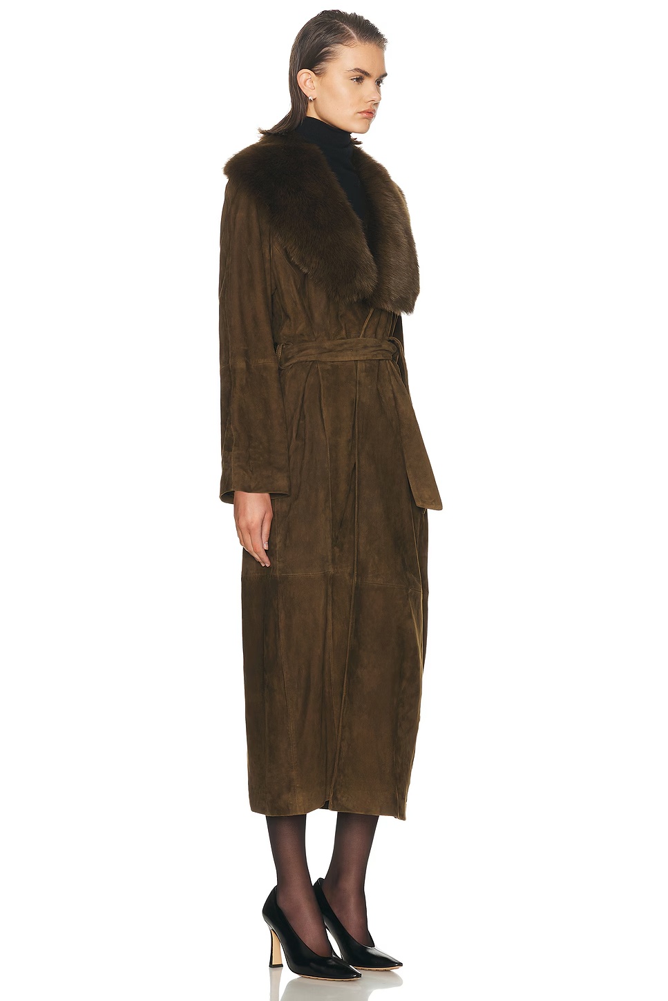 Briona Luxurious Suede Coat Deep Olive