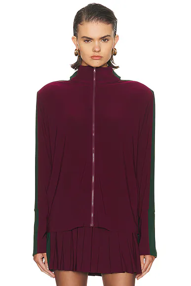 Side Stripe Turtleneck Jacket Plum & Dark Emerald