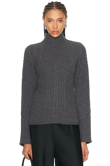 Cable Turtleneck Sweater Charcoal