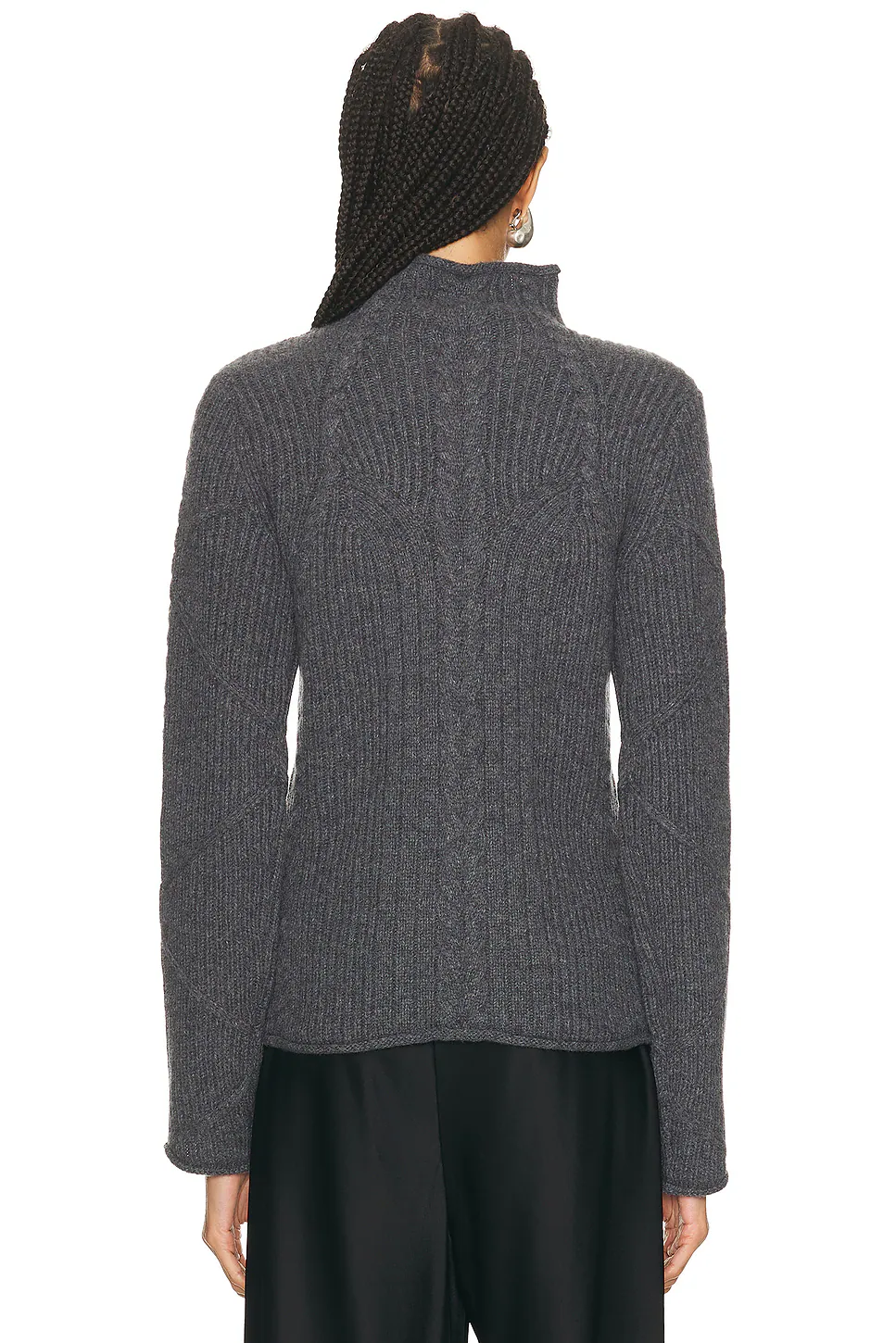 Cable Turtleneck Sweater Charcoal