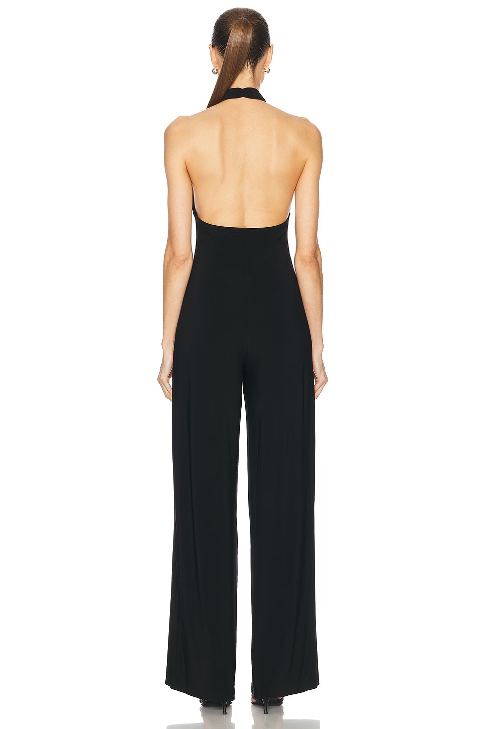 Cross Halter Straight Leg Jumpsuit Black