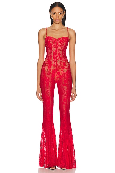 Underwire Fishtail Jumpsuit With Bodysuit Tiger Red