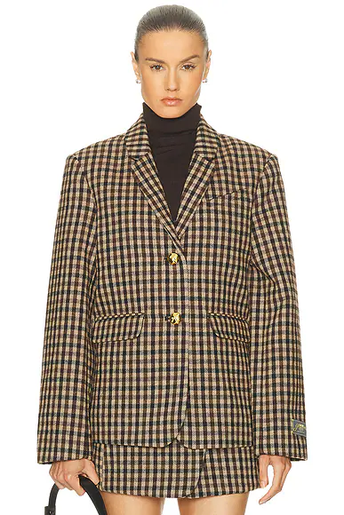 Check Wool Blazer Chicory Coffee