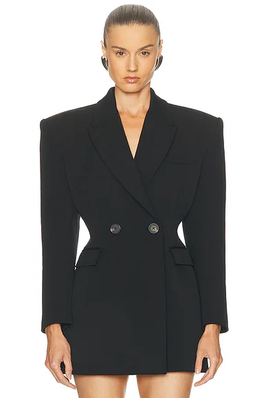 Double Breasted Contour Blazer Black