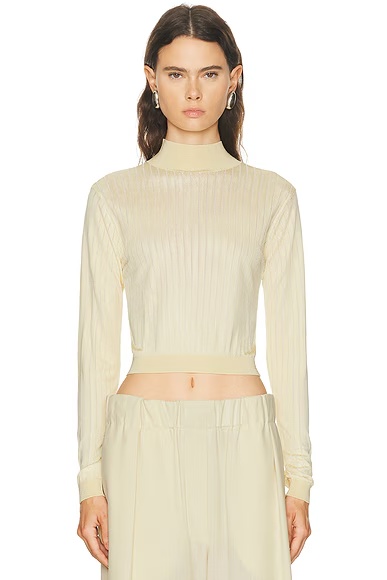 Crop Fitted Turtleneck Butter