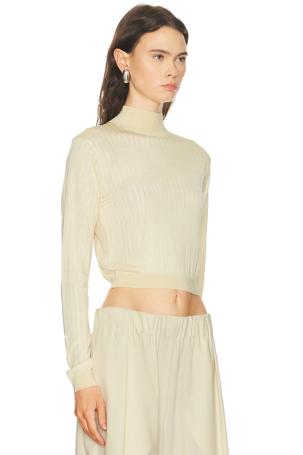 Crop Fitted Turtleneck Butter