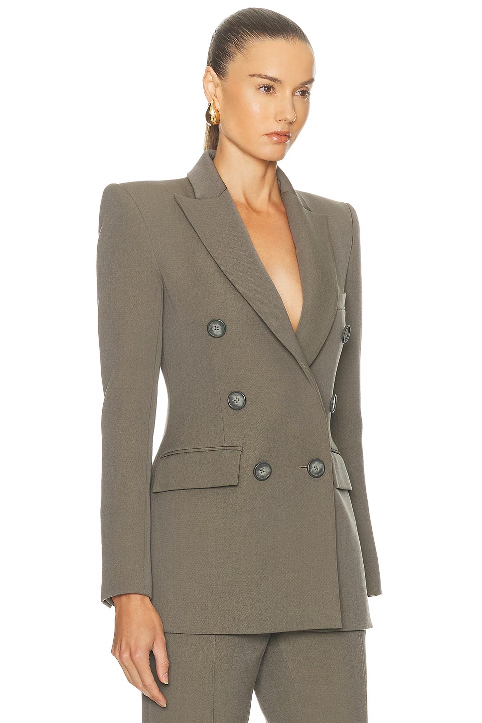 Double Breasted Fitted Blazer Ash