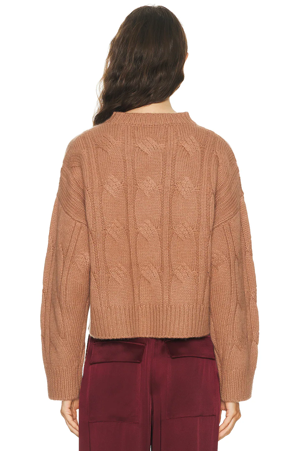 Tristan Crewneck Cable Pullover Sweater Prairie Sand