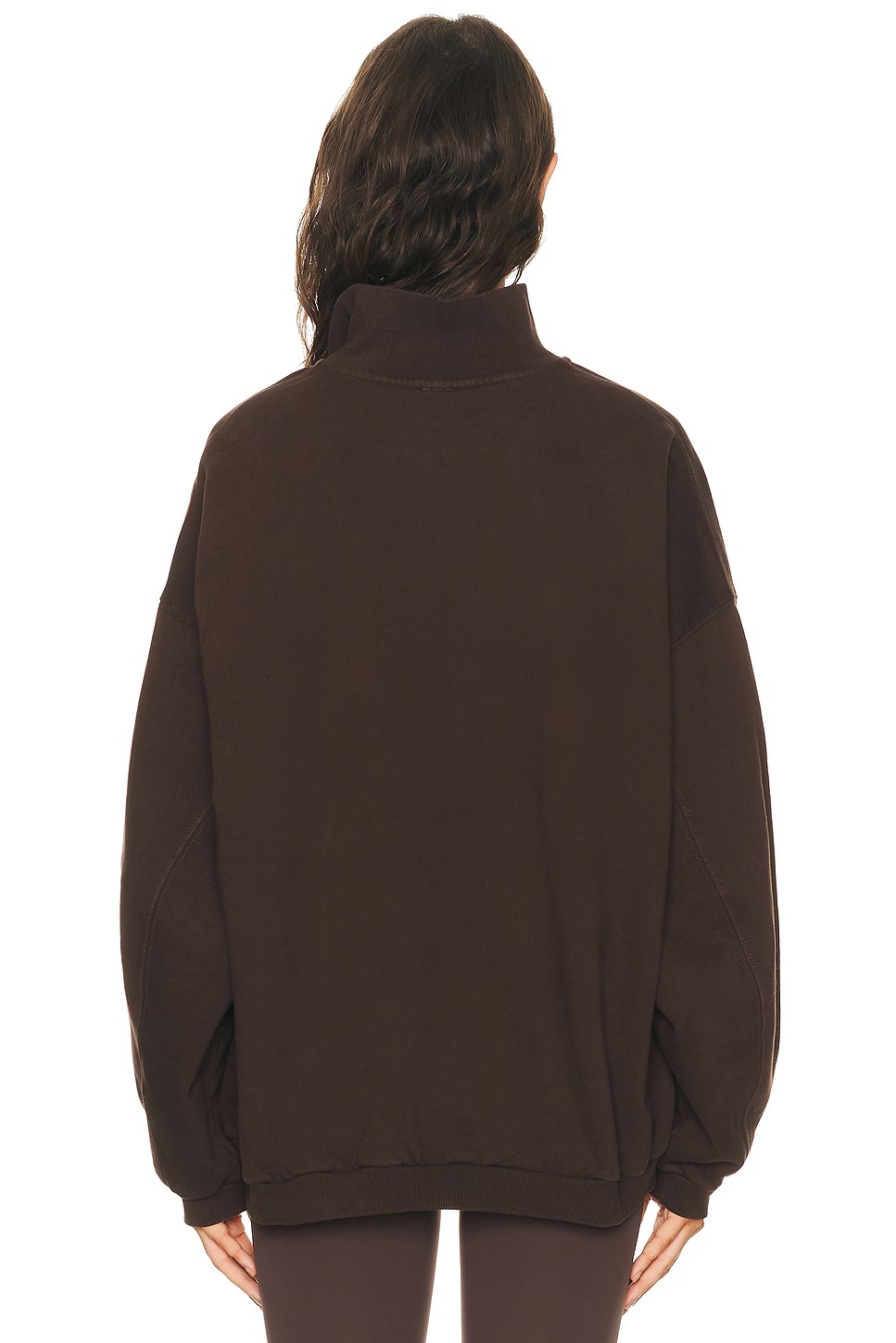Boyfriend Fleece Slouchy Turtleneck Pullover Sweatshirt Espresso
