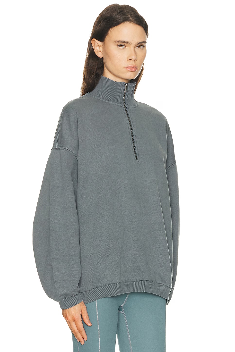 Boyfriend Fleece Slouchy Turtleneck Pullover Sweatshirt Zircon