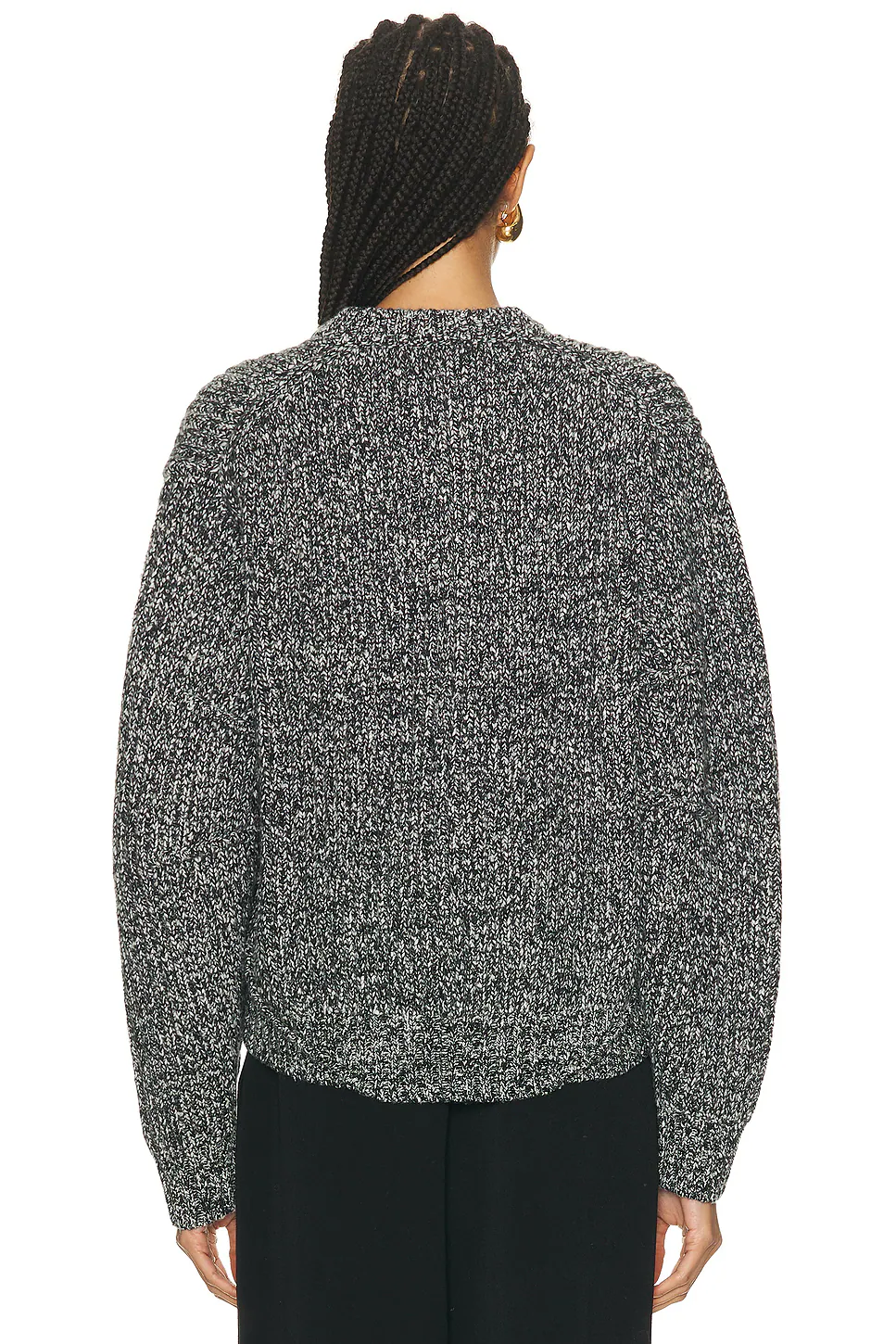 Marled Zip Up Sweater Black & White