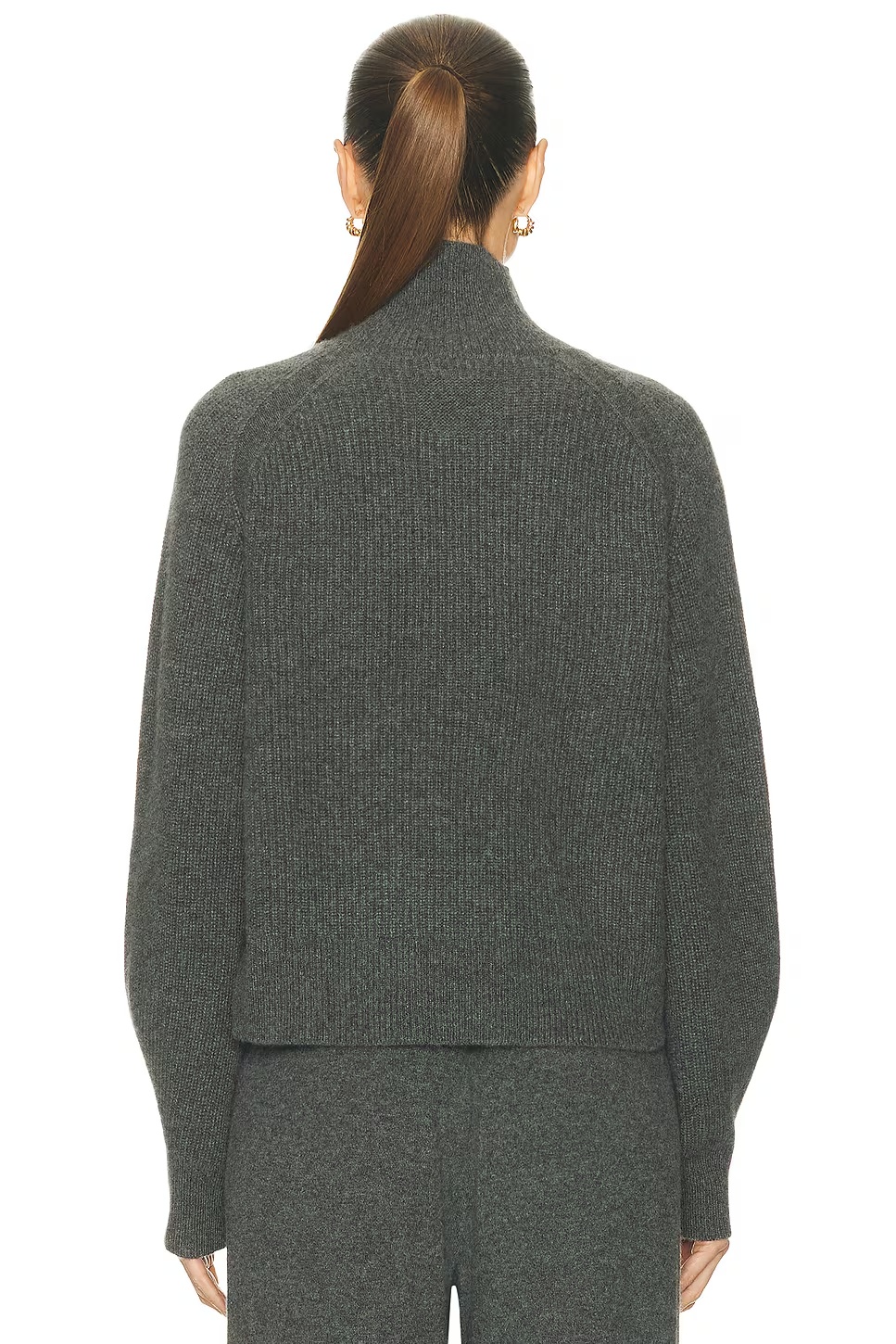 Cropped Rib Turtleneck Sweater Charcoal