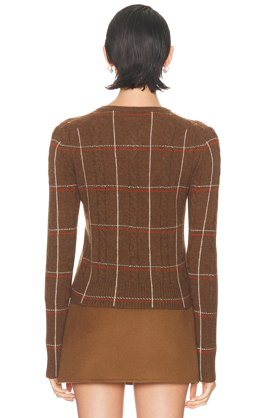 Jane Check Cardigan Chestnut Combo