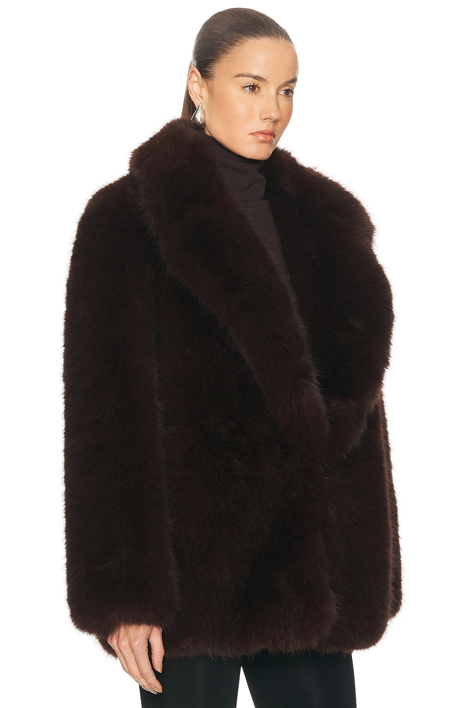 by Marianna Gamine Faux Fur Jacket Dark Brown
