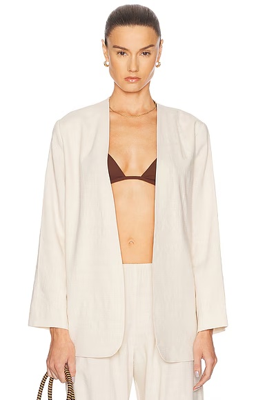 Belle Collarless Blazer Oat