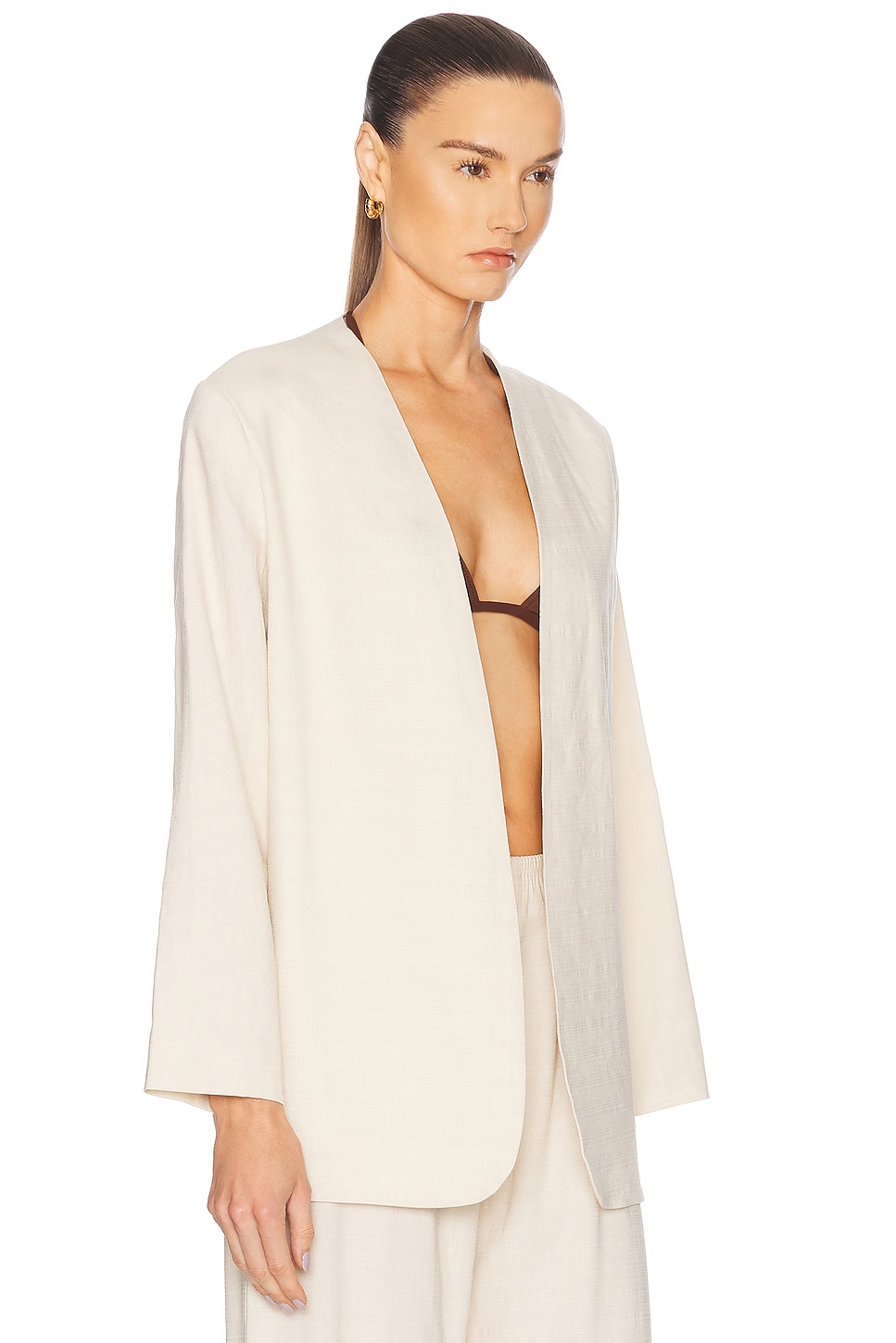 Belle Collarless Blazer Oat