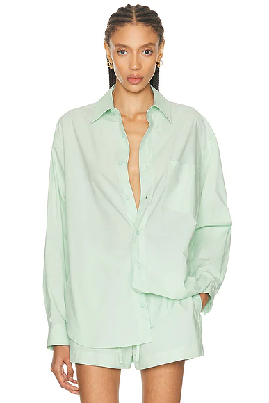 Relaxed Button Down Top Mint