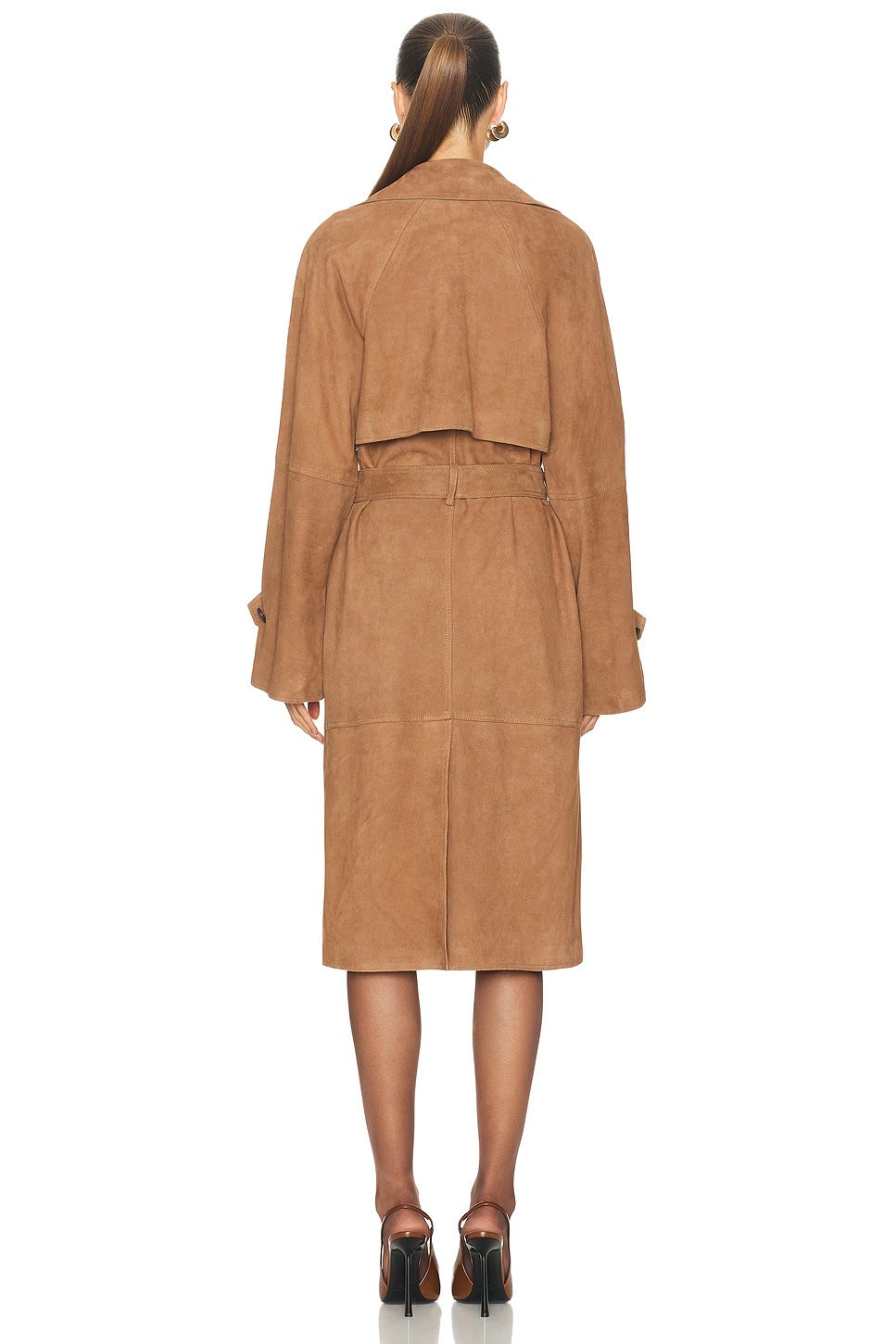 By Marianna Dara Suede Trench Coat Toffee